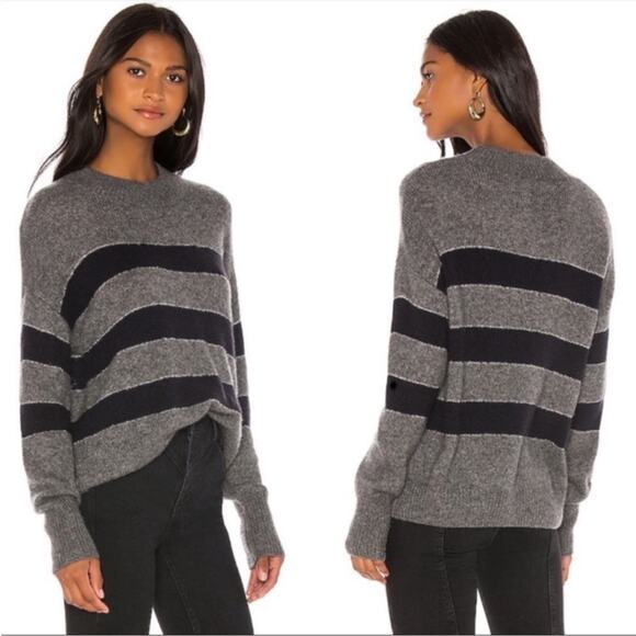 Rails Ellise Cashmere Blend Sweater in Charcoal Midnight Stripe L - Picture 1 of 5
